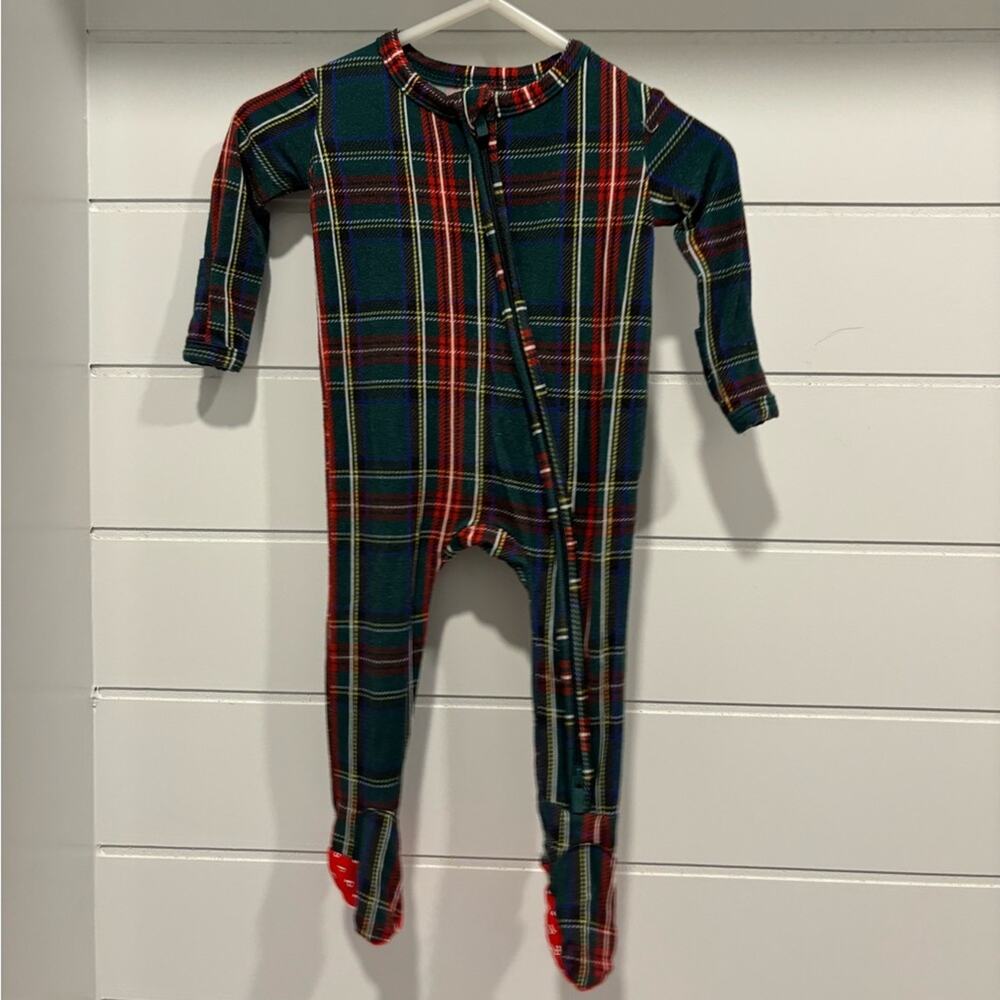 Posh Peanut Plaid Bamboo Zipper Onsies Jammie’s size newborn
